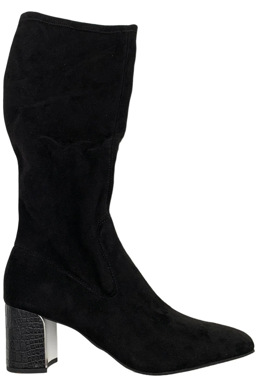 Donald Pliner Women's Cassidy Suede Tall Shaft Boot Stretch Black - Medium